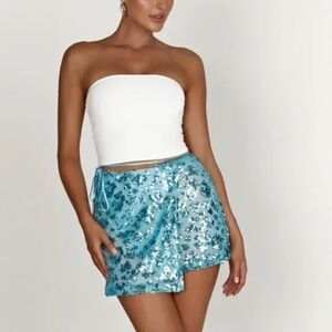 Meshki Blue Sequin Miniskirt